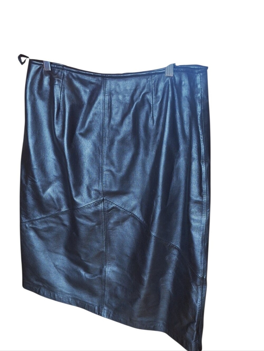 Apostrophe Black Leather Pencil Skirt sz 12 VINTAGE LEATHER Y2K